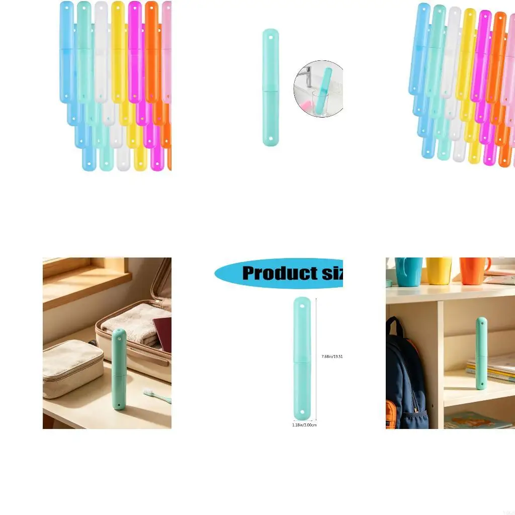 Camping Toothbrush Holder Case 28 Pack Plastic Enclosed Travel Holders for Hotel Stays, Dorm Rooms, Travel Bags and Y5GB