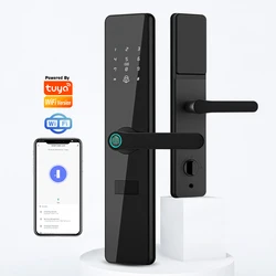 Cerradura de puerta inteligente para el hogar, sistema de bloqueo electrónico Digital automático de empuje y extracción con muesca 6068, App Tuya, RFID, Passcode