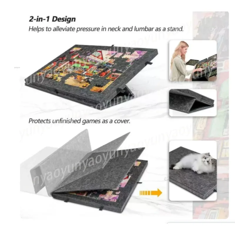 Foldable Thick Felt Puzzle Board Pinpin 1000 Pieces Anti Slip Portable Mat for Adult Jigsaw Puzzles