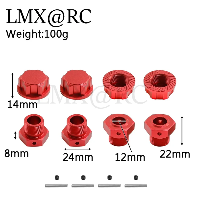 lmx  RC 4pcs Metal 24mm Splined Wheel Hex Hub Adapter for Arrma 1/5 KRATON 8S Outcast 8S Upgrade Parts Accessories