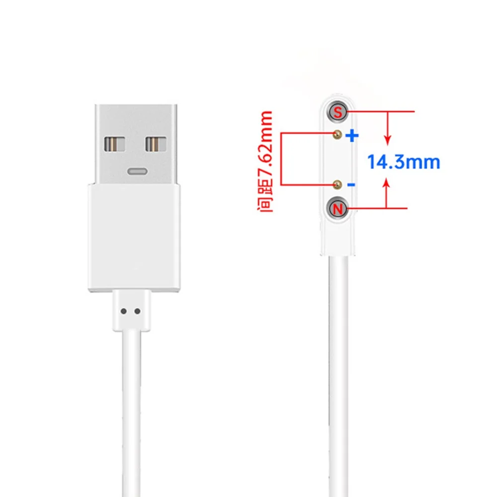 1pcs 7.62mm 스마트 시계 케이블 손목 밴드 자석 충전 라인 케이블 2 핀 자기 흡입 비상 백업 충전 커넥터