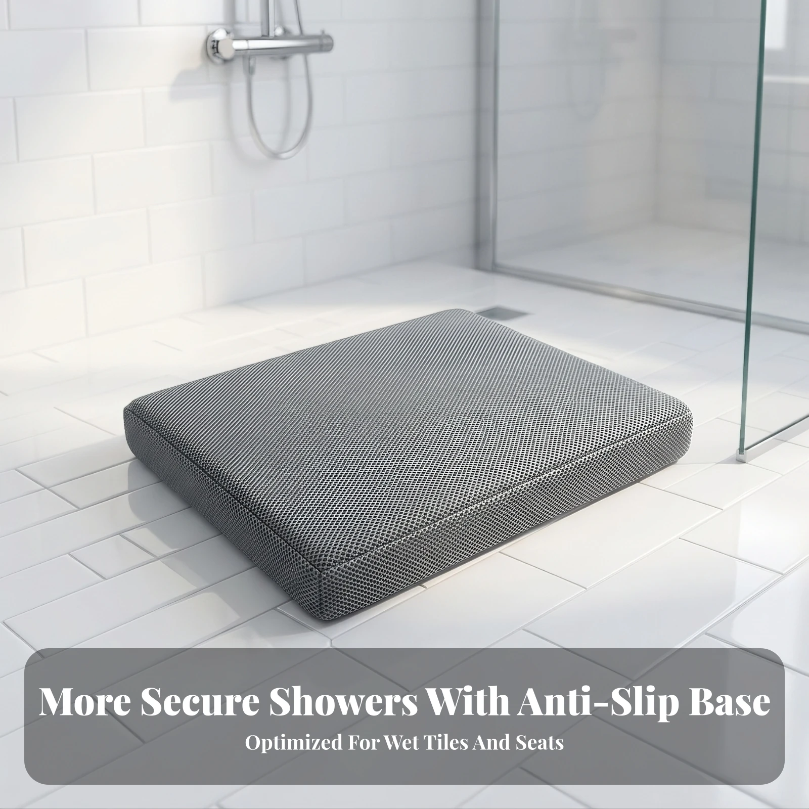 Bath Seat Cushion with Hanging Loop Washable Shower Chair Cushion Mesh Bath Pad Comfortable Soft for Elderly, Bathroom