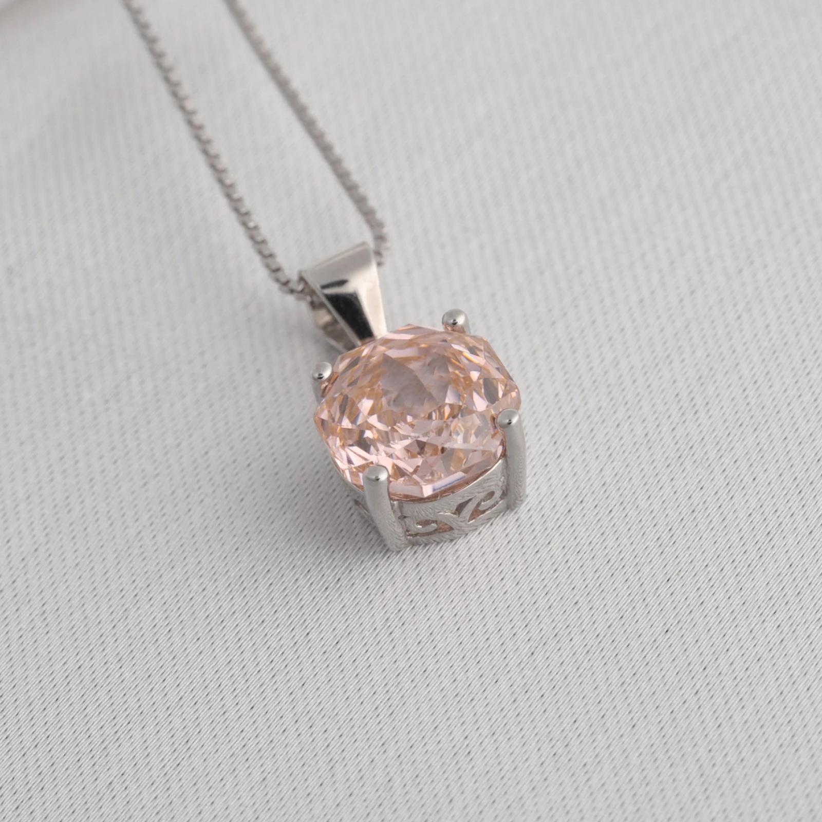 POTIY 2ct Morganit Rosa Kubisches Zirkonium CZ Achteckiger Rosenschliff Anhänger Ohne Kette 925 Sterling Silber Geschenk für Sie – Detail 16