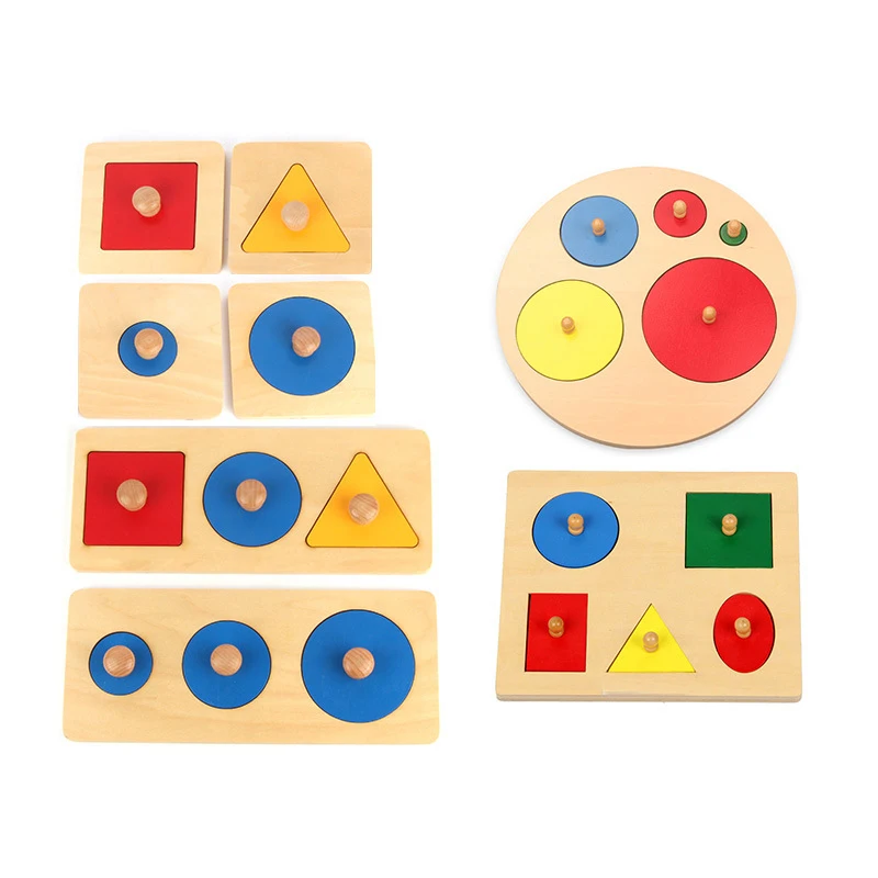 Wooden Geometric Puzzle Board Kids Educational Jigsaw Stacker Toddler Wooden Toys For Children Gifts Montessori Kids Toys