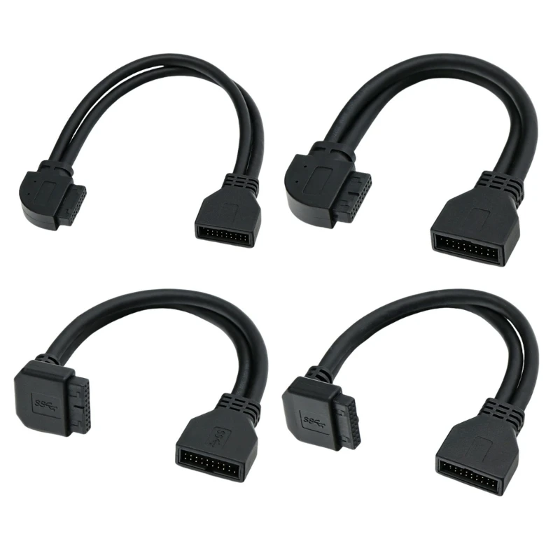 Cabo de extensão do painel frontal usb3.0, 25cm, cotovelo de 90 graus, 19 pinos, 20 pinos, adaptador de placa-mãe compatível para caixa de pc desktop
