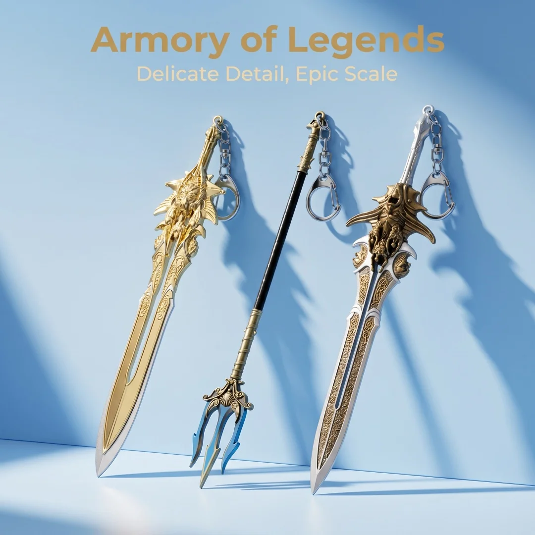 8.2inch God Of War Kratos Katana Anime Cosplay Prop Sword Ninja Knife Zinc Alloy Metal Keychain Miniature Collection Toy Gift