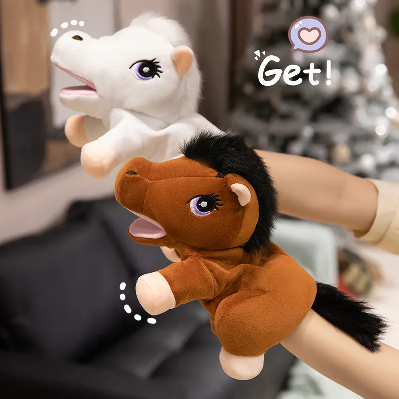 28cm Kawaii มือของเล่นตุ๊กตาน่ารัก Little Horse Puppet ตุ๊กตาตุ๊กตาเด็กสัตว์สร้างสรรค์ของขวัญวันเกิดเด็ก