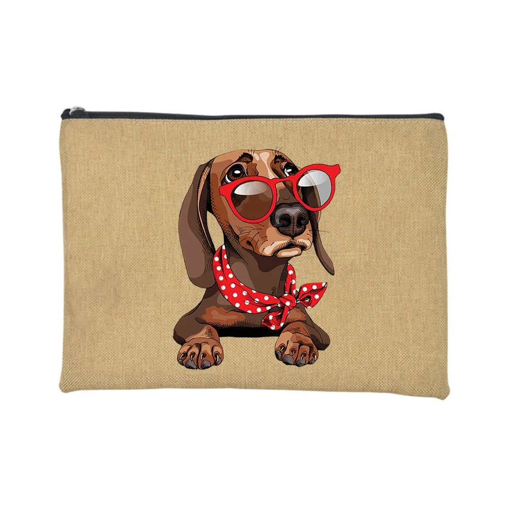 Short Legs But Big Attitude Dachshund Dog Print Makeup Bag Travel Toiletry Organizer Women\'s Cosmetic Bags Zipper Clutch Pouch