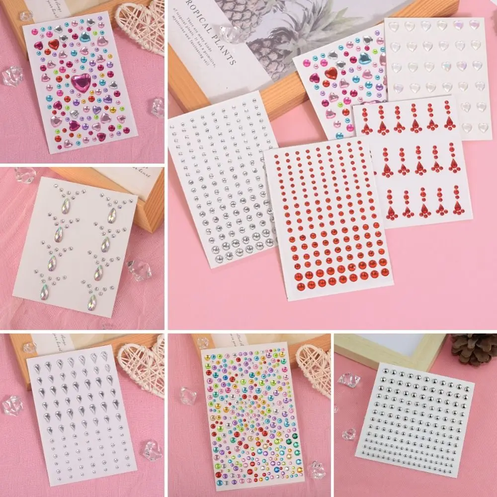 Mixed 3D Face Jewelry Stickers Colorful Glitter Sequins Disposable Tattoo Stickers Heart Shell Rhinestone Stickers