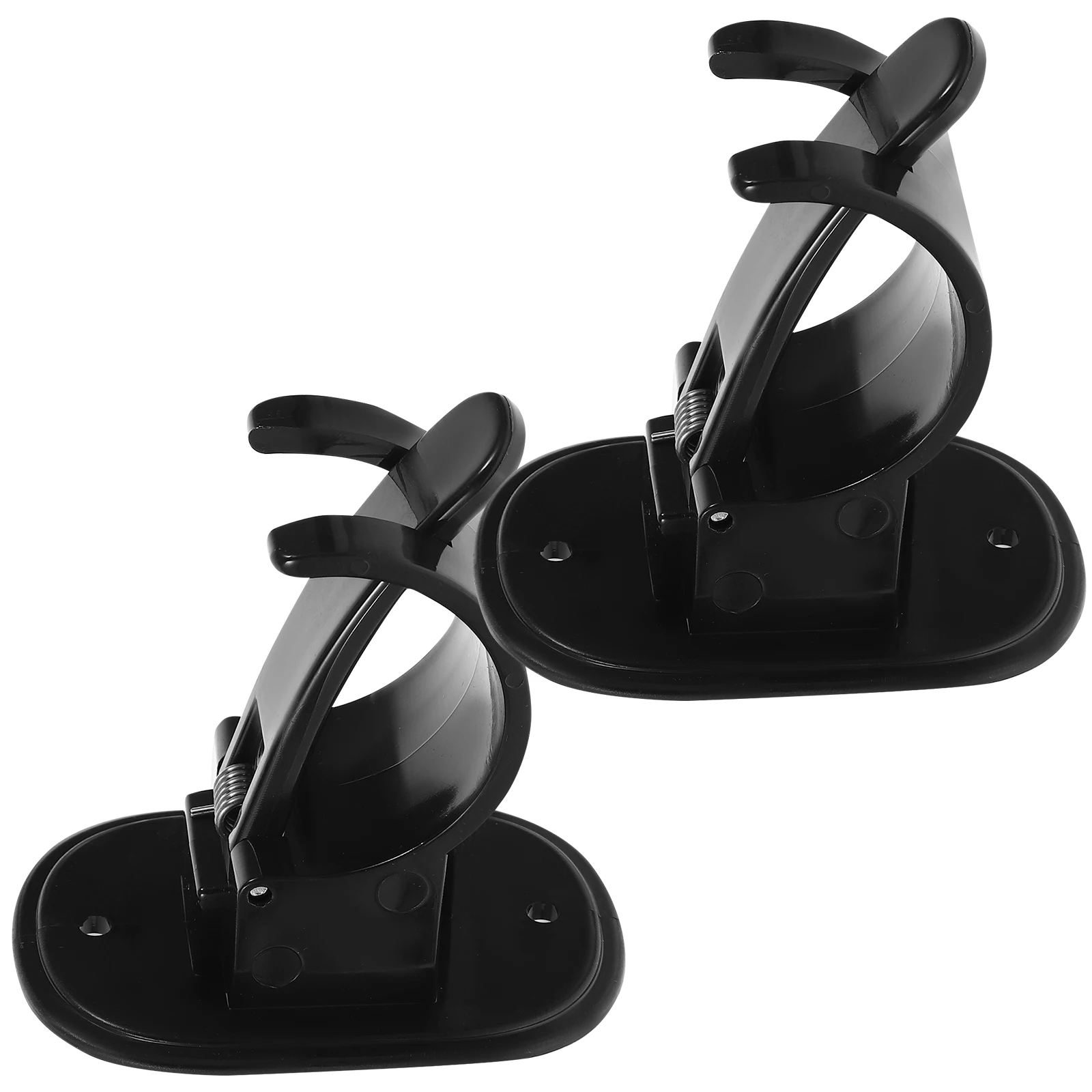 

2pcs Large Curtain Rod Hooks Black Plastic No Drilling Shower Bedroom Kitchen Holders Strong Adhesive Home Wall Mount Brackets