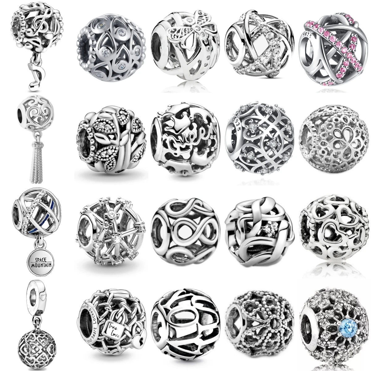 

Fashion 925 Sterling Silver Trinkets Hollowed-out Carving Beading Pendant Fit Original Charms Bracelet Women Jewelry Gift