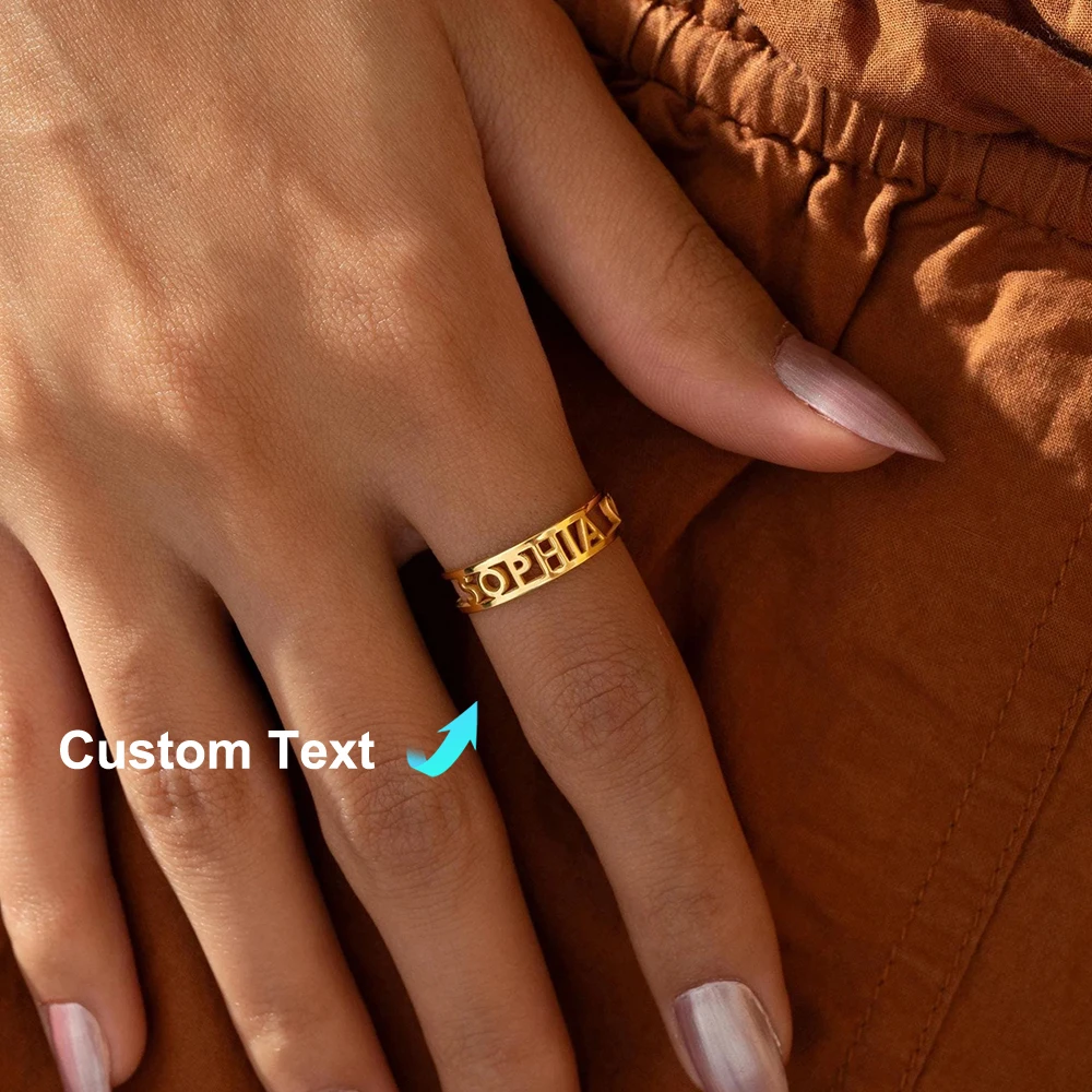 

Индивидуальные кольца с именем для женщин и мужчин, персонализированное кольцо с именем из нержавеющей стали, обручальное кольцо ручной работы для пары, ювелирные изделия на заказ, подарки