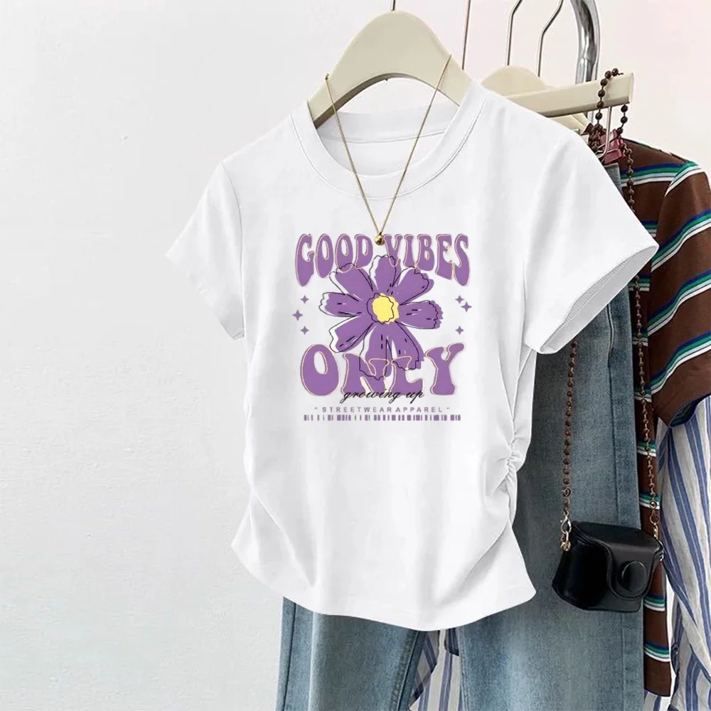 

Summer Women's T Shirt Print Casual Short Sleeve T-Shirts Fashion Streetwear Crew Neck Pullover Female Slim Tops Tees Clothing