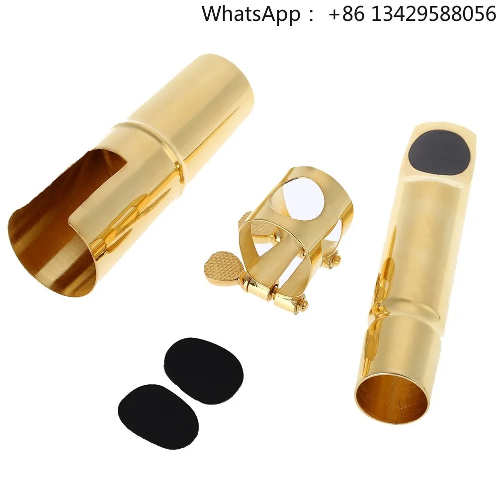 

Gold Plating Jazz Tenor Sax Saxophone 5C Mouthpiece Metal with Mouthpiece Patches Pads Cushions Cap Buckle