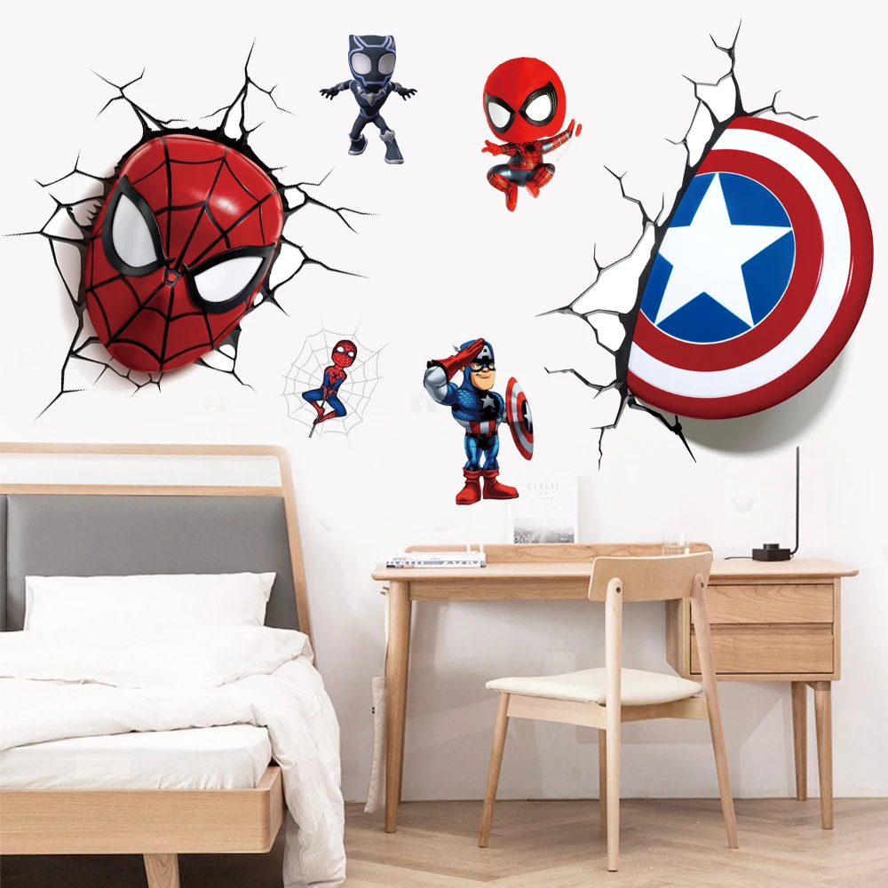 Cartoon Avengers 3D wall stickers living room bedroom wall decoration Super hero movie poster wall stickers for kids rooms