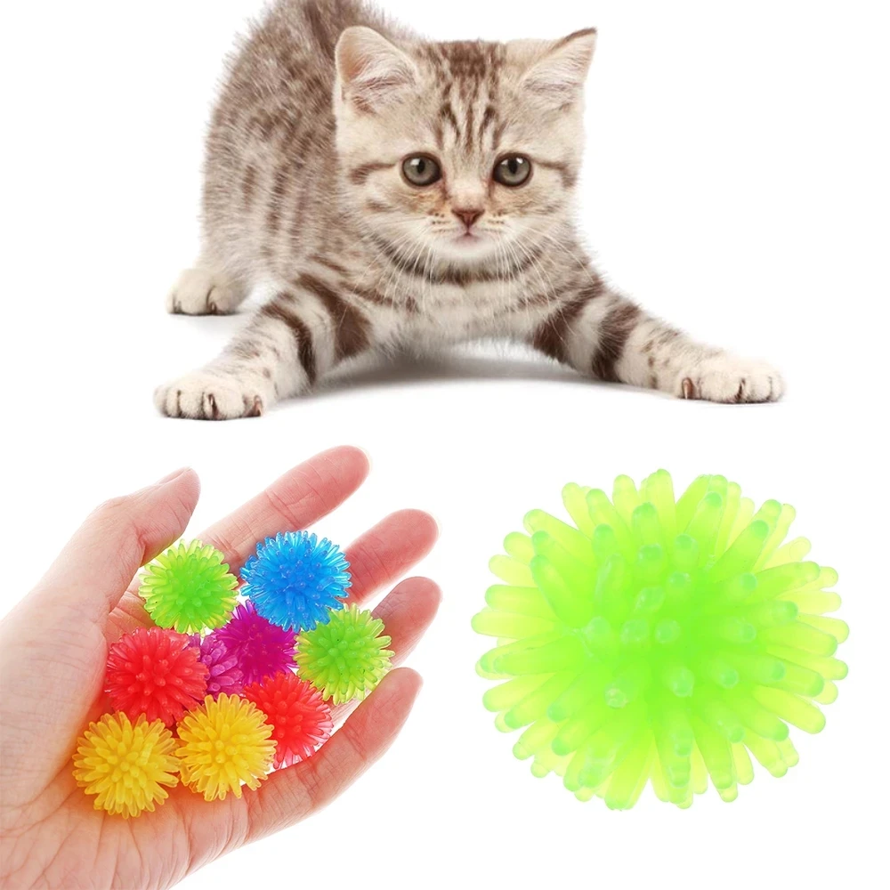 10Pcs/lot New Colorful TPR Pet Cat Toys Arbutus Ball Toys Interactive Kitten Squeezes Thorn Ball Chewing Toy Pet Supplies 2cm