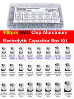 400Pcs capacitor kit Aluminum Electrolytic Capacitors SMD Assortment Kit 1uF~1000uF 6.3V-50V 24Value with box kit de reparación