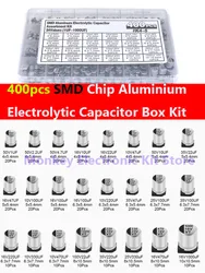 400Pcs capacitor kit Aluminum Electrolytic Capacitors SMD Assortment Kit 1uF~1000uF 6.3V-50V 24Value with box kit de reparación