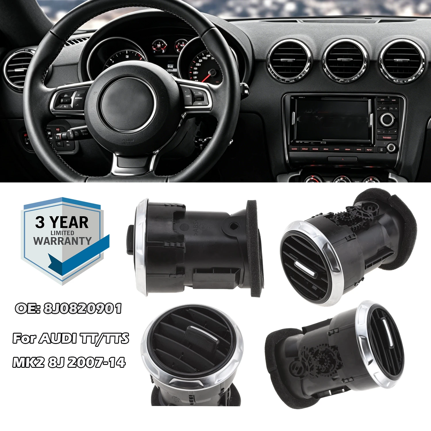 

8J0820901,8J0820901E 3Q7 Dashboard Air Vent A/C Heating Grille Diffuser Center Panel For AUDI TT TTS Mk2 8J 2007-2014