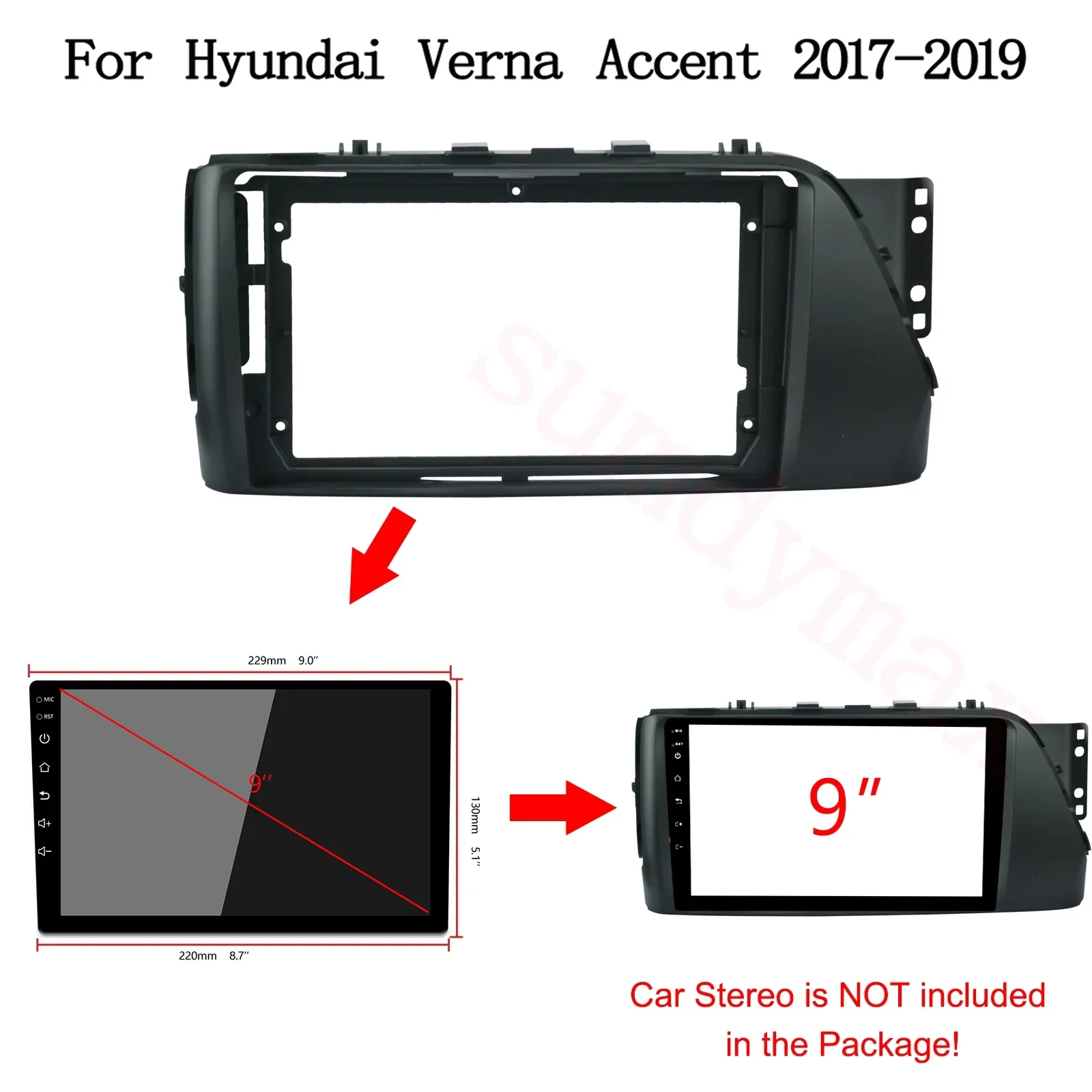 

2Din Car Radio Fascia Frame cable for Hyundai Verna Accent 2017-2020 Car Panel Dash Kit Installation Frame Trim Bezel Fascias