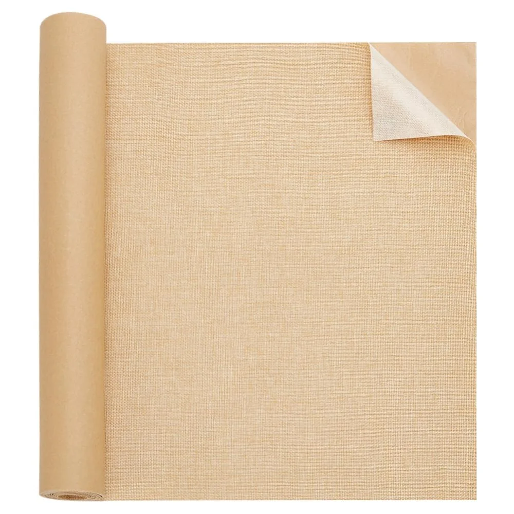 ベージュの高級リネン修理パッチテープ、粘着布パッチ、室内装飾品、ソファ、カーシート、幅15.75インチ、2.1ヤード