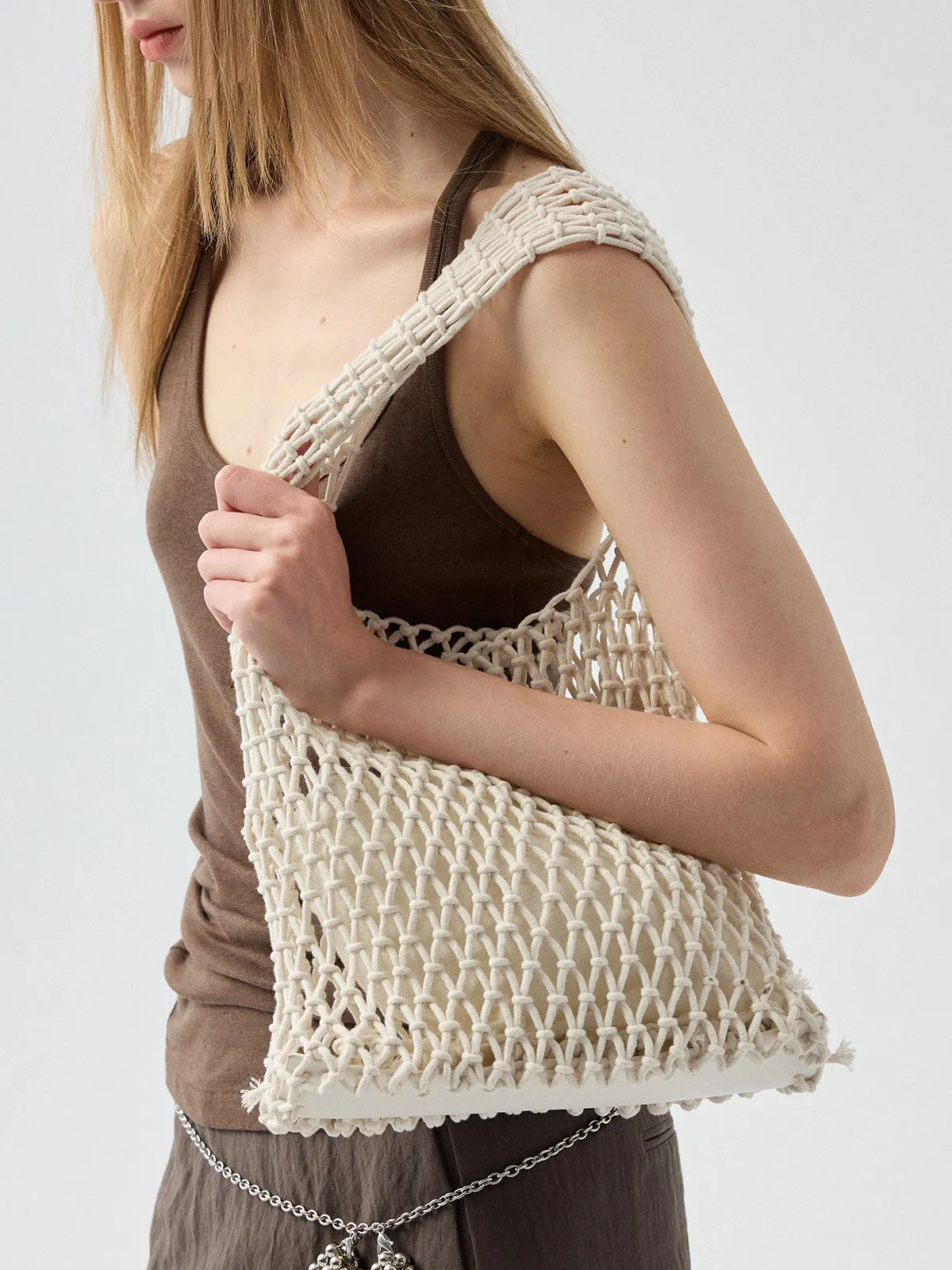 Crochet Beach Tote bag Summer Beach Bag for Women Aesthetic Mesh Tote Bag