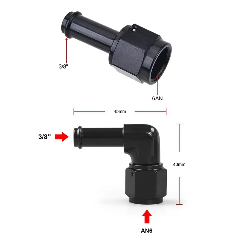 Filith de resfriamento de óleo modificado para carro, rosca interna fêmea an6, tubo de óleo invertido de 90 graus, filatante, adaptador de mangueira ptfe