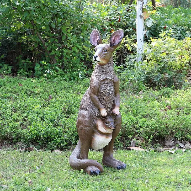 %*f Purely Handmade Fiberglass Pastoral Simulation Kangaroo Sculpture Outdoor Garden Animal Ornaments Park Scenic Kindergarten