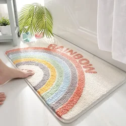 Rainbow Plush Bathroom Carpet Non-slip Rugs Absorbent Pads Soft Plush Doormat for Bedroom Entrance Mats Anti-slip Door Mat