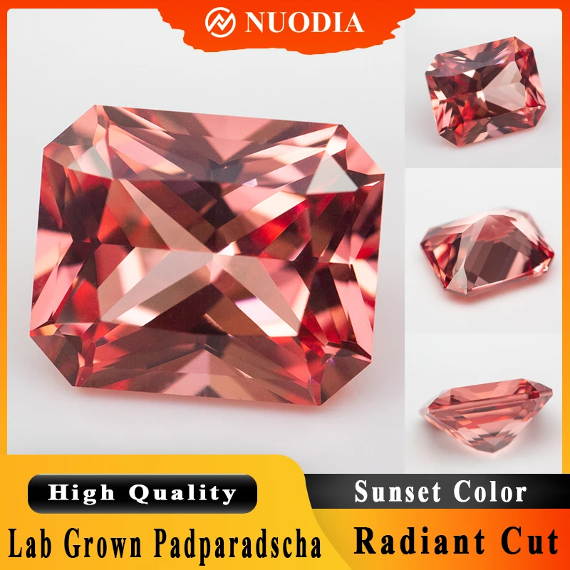 

Новый лабораторный выращенный камень Padparadscha, ледяная сияющая огранка, синтетический корунд Padparadscha, закат оранжевого цвета, драгоценные камни с сертификатом