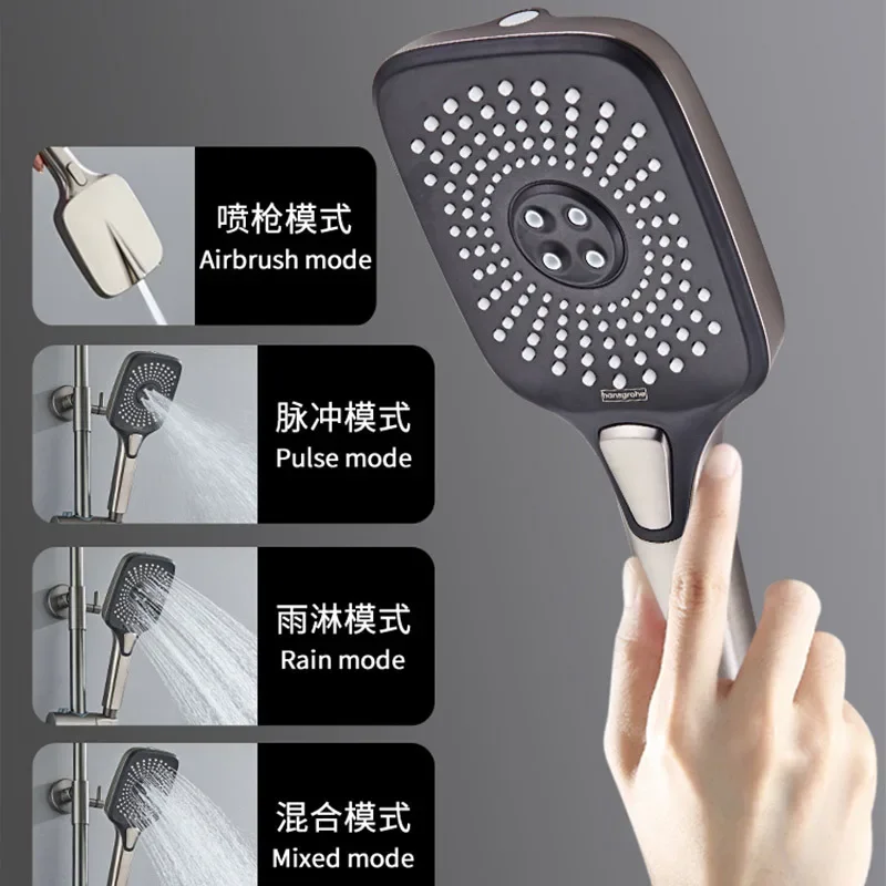 Bathroom Shower Set Four-gear Hand-held Shower Concentrated Water Nozzle Square Shower Faucet