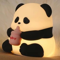 Lindo Panda de silicona luces nocturnas, LED recargable, decoración de animales, Kawaii, regalos de cumpleaños/sueño, luces de Navidad