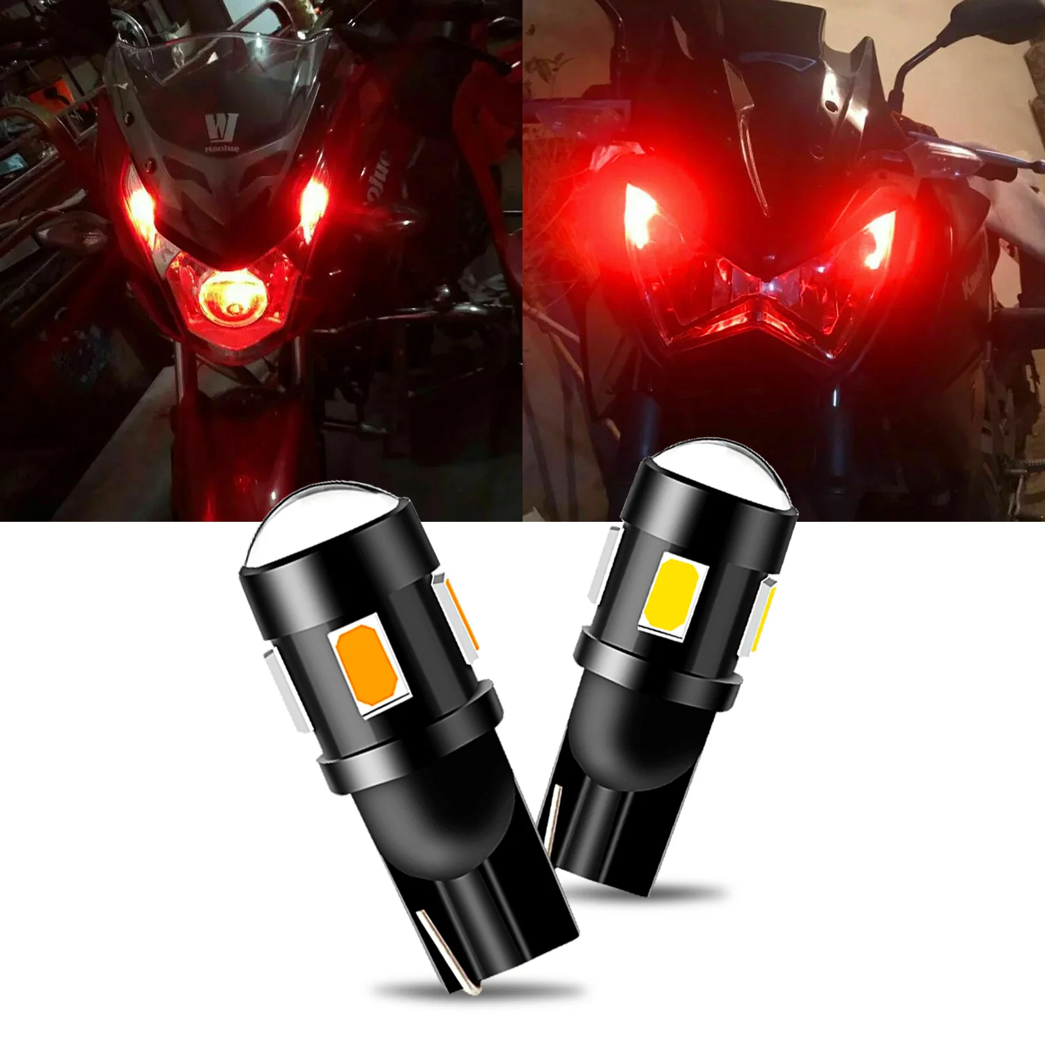 2Pc W5W 194 LED Motorcycle Position Parking Light FOR Yamaha Kawasaki Suzuki Honda LED Headlight Pilot Park Lights T10 White RED