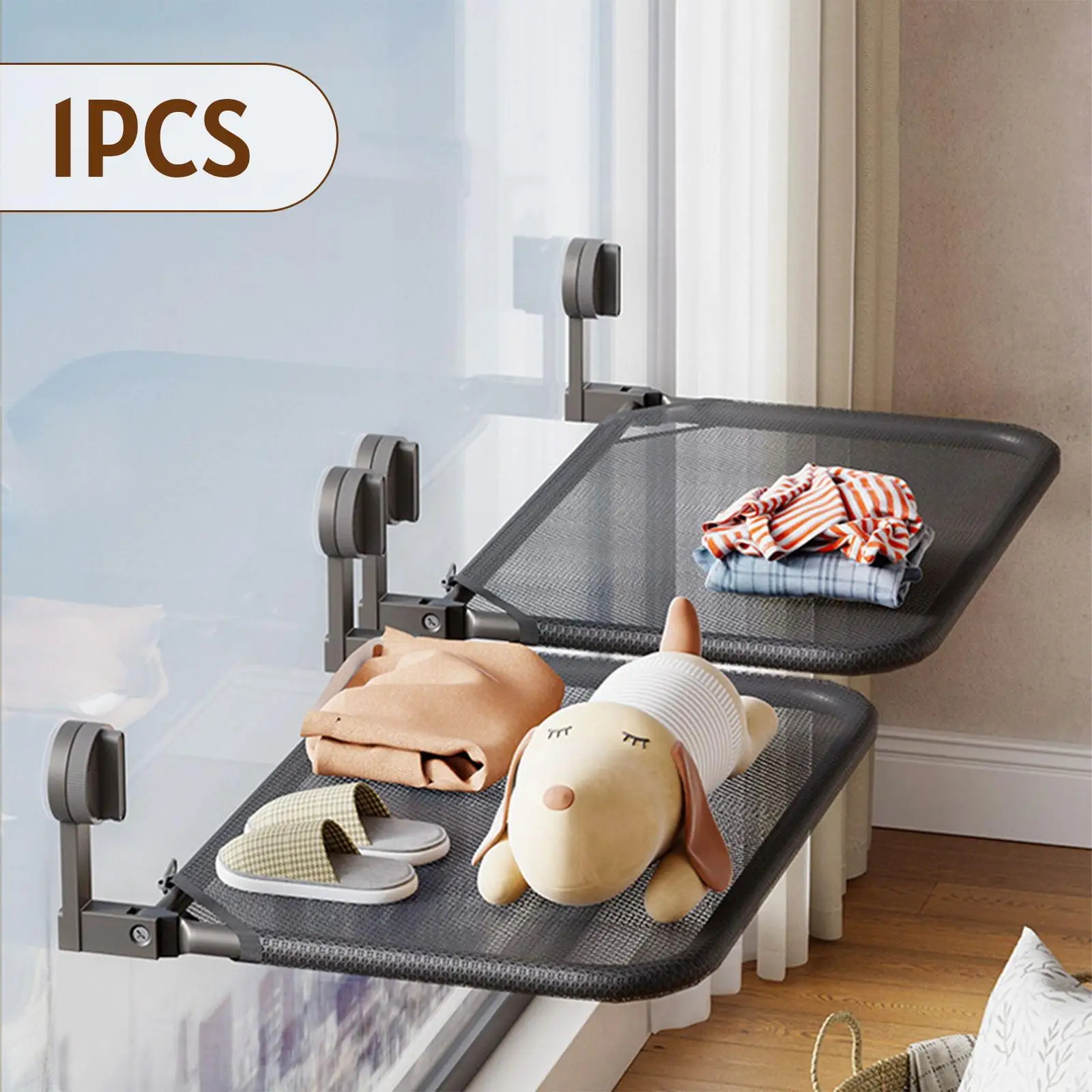 Retractable Wall Mounted Clothes Drying Rack Foldable Suction Cup Mesh Hanger for Indoor Outdoor Towels and Garments