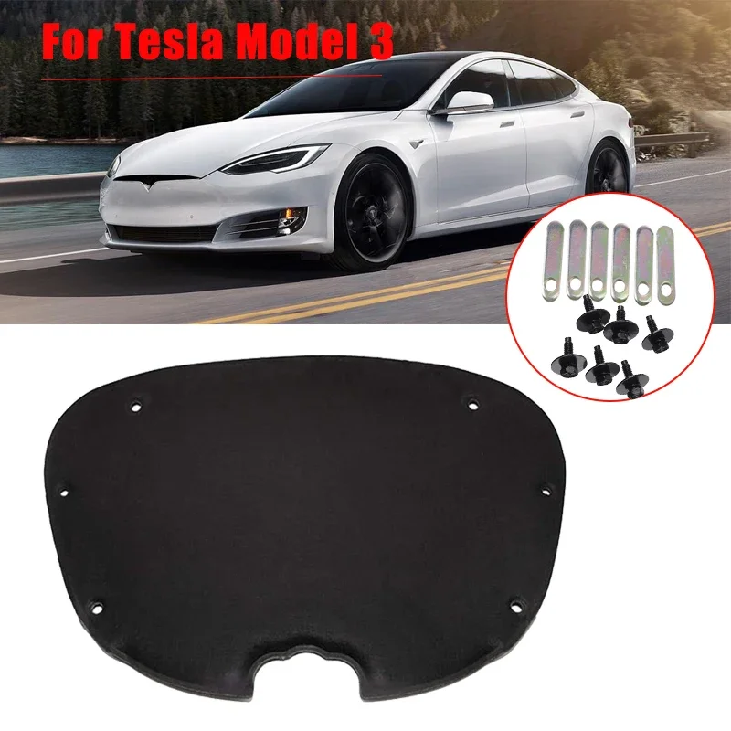 For Tesla Model 3 Front Hood Engine Soundproof Cotton Heat Insulation Pad Cover Mat Anti-Shock Plate Car Modification