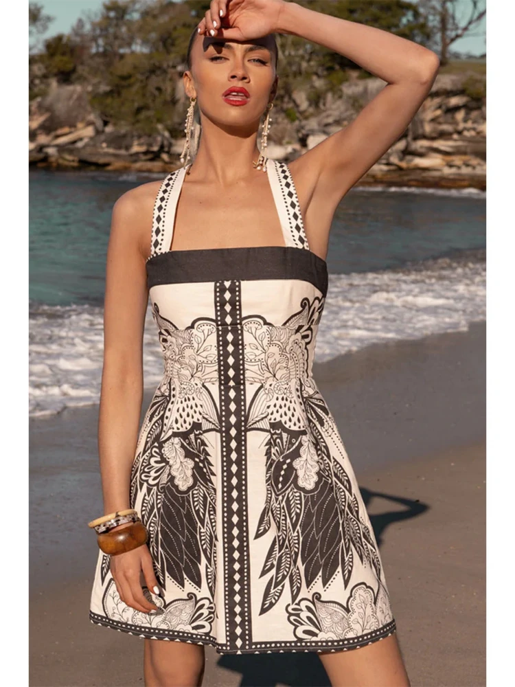 Gaun Pendek A-line Motif Cetak - Summer Holiday Clothing Women ulasan dan harga