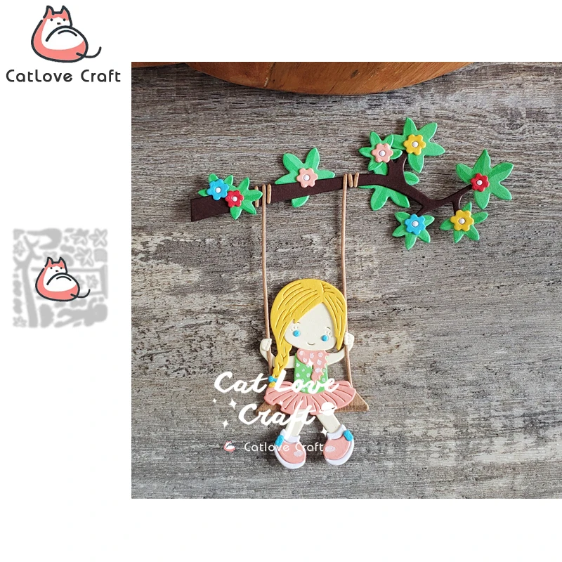 Catlove Swing Girl Metal Cutting Dies Scrapbooking Mold Knife Stencil Die Cuts Card Making DIY Craft Embossing New Dies For