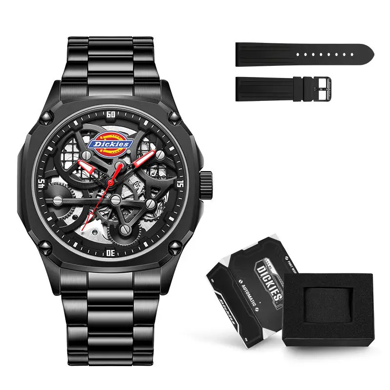 Echte Dickies Mechanische Jongen Horloge Automatische Lichtgevende Holle Heren Stalen Riem Geschenkdoos Verpakt Horloges CL-469