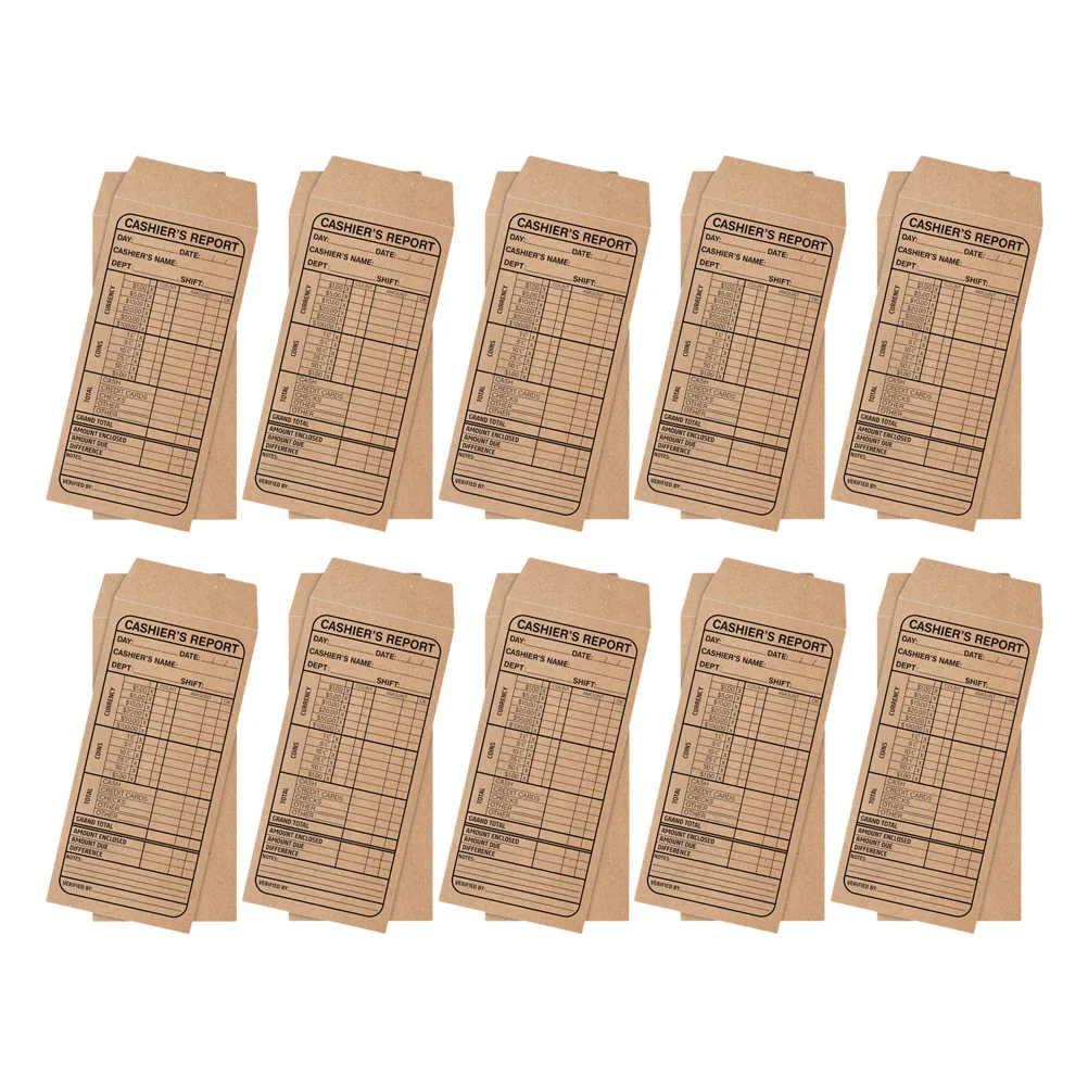 

20Pcs Cashier Deposit Report Envelopes Khaki Self Adhesive Seal for Restaurants Retailers Small Businesses Envelopes