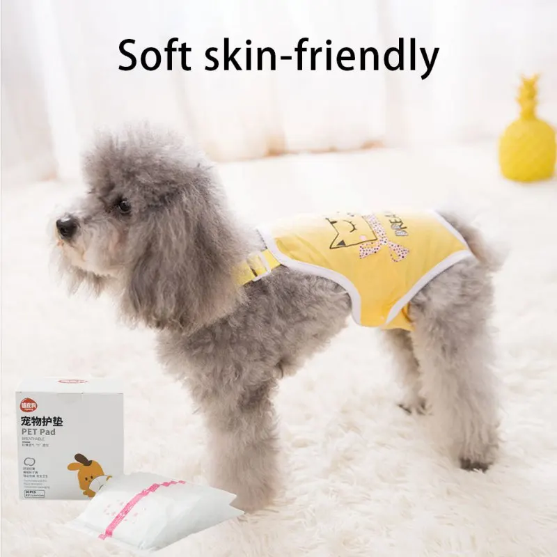 30PCS Disposable Dog Diapers Female Dog Diaper Pad Super Absorbent Skin Friendly Comfy for Dogs Cats in Heat Period Outdoor