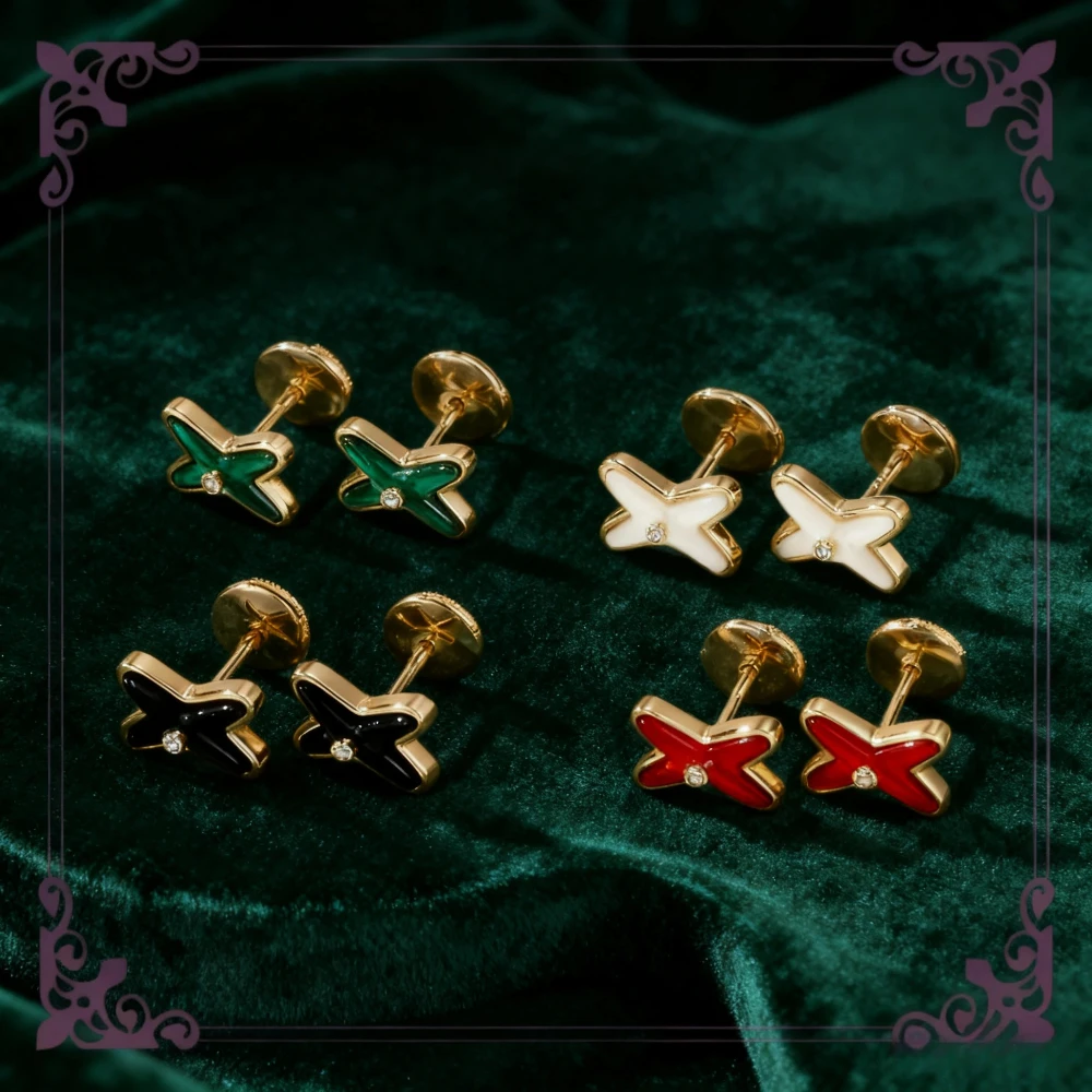 

2025 модные ювелирные изделия, французские роскошные женские модные серьги-гвоздики в форме Intersect X, материал высокого качества, муассанит, фестиваль, вечеринка