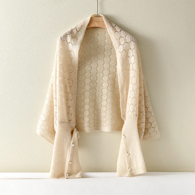 high-quality-100-cashmere-shawl-knitted-lace-up-cardigan-with-fashion-pearl-buckle-versatile-outer-cloak-for-all-seasons