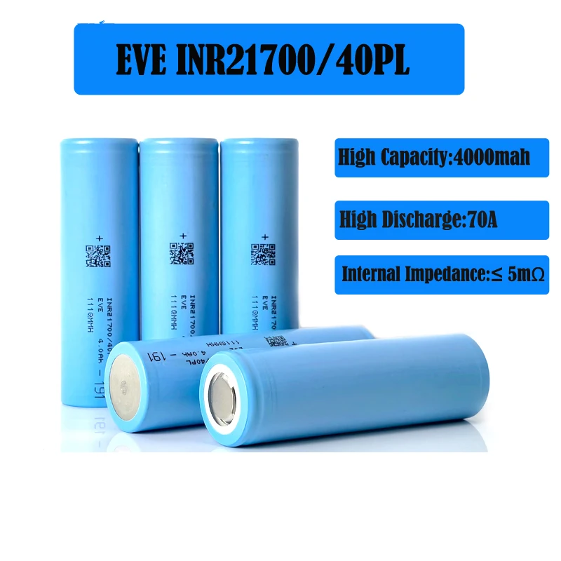 1-10piece New Original EVE 21700 40PL 3.6V 4000mah 70A battery cell INR21700/40PL Rechargable Li-ion Battery discharge at -40°C