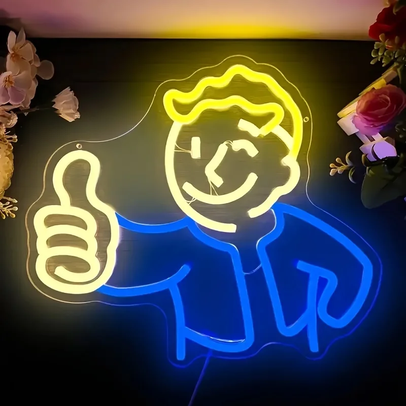 Insegna al neon a LED Vault Boy - Decorazione da parete a LED da gioco multicolore silenziosa Dropshipping Luce notturna regalo di compleanno per adolescenti per bambini