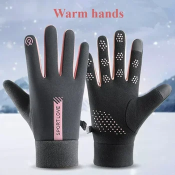 Winterhandschuhe für Herren und Damen, Radfahren, Fahrrad, rutschfest, Thermo-Fleece, kältebeständig, winddicht, warm, Outdoor, Laufen, Skifahren