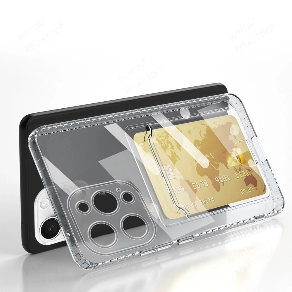Iphone16ProMax ปกป้องเลนส์ใสกระเป๋าใส่บัตรสำหรับ iPhone 16 Pro Max PLUS เคสบน iPhone16 16pro MAX กรอบ TPU แบบนิ่ม
