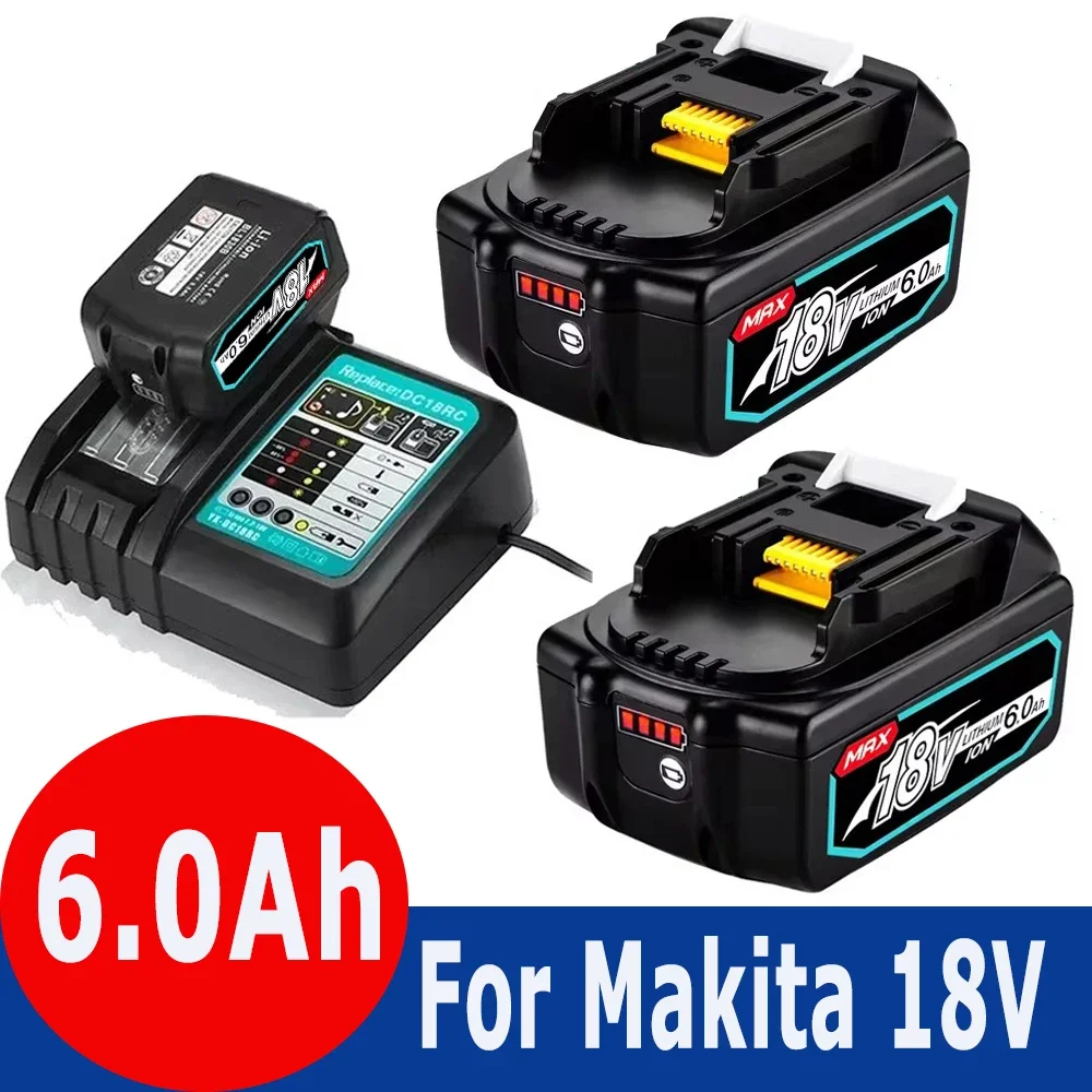 

For Makita 18V 6000mAh Rechargeable Power Tools Battery with LED Li-ion Replacement LXT BL1860B BL1860 BL1850+2A Charger