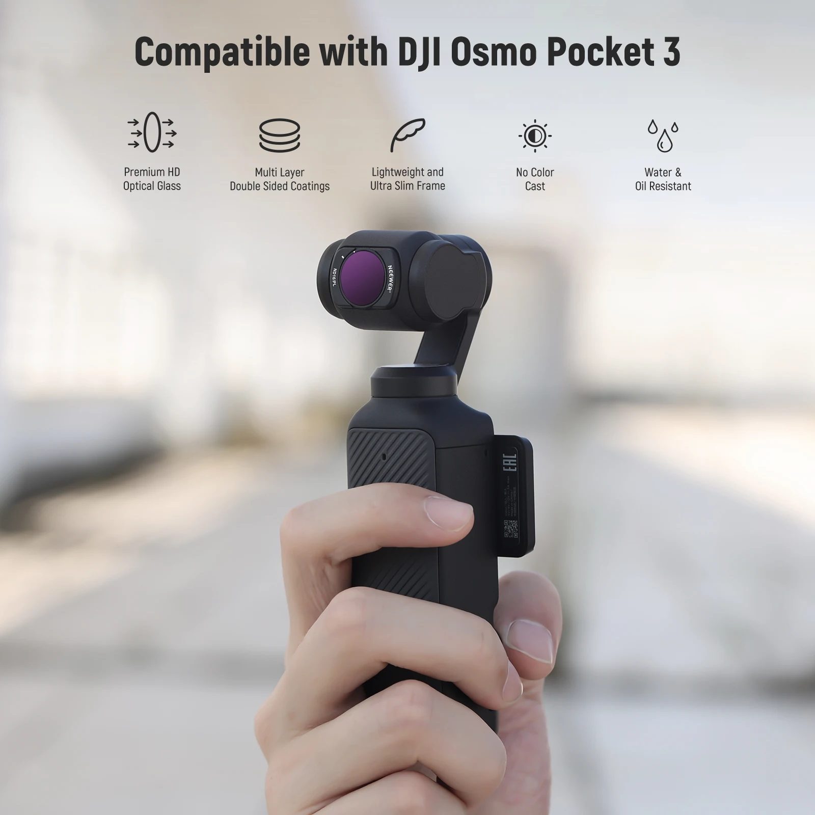 Imagem -02 - Neewer-conjunto de Filtros Magnéticos nd e Cpl Compatível com Dji Osmo Pocket uv Cpl Nd16 pl Nd32 pl Nd64 pl Nd256 pl Polarização Pacote de 6