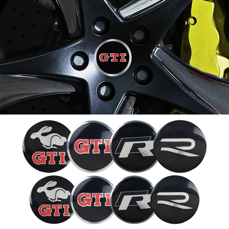 4 шт., 56 мм, 65 мм, логотип GTI R, колпаки центральной ступицы колеса автомобиля, наклейки для VW Golf GTI MK6 Polo Passat Tiguan Arteon Sagitar Magotan Jetta