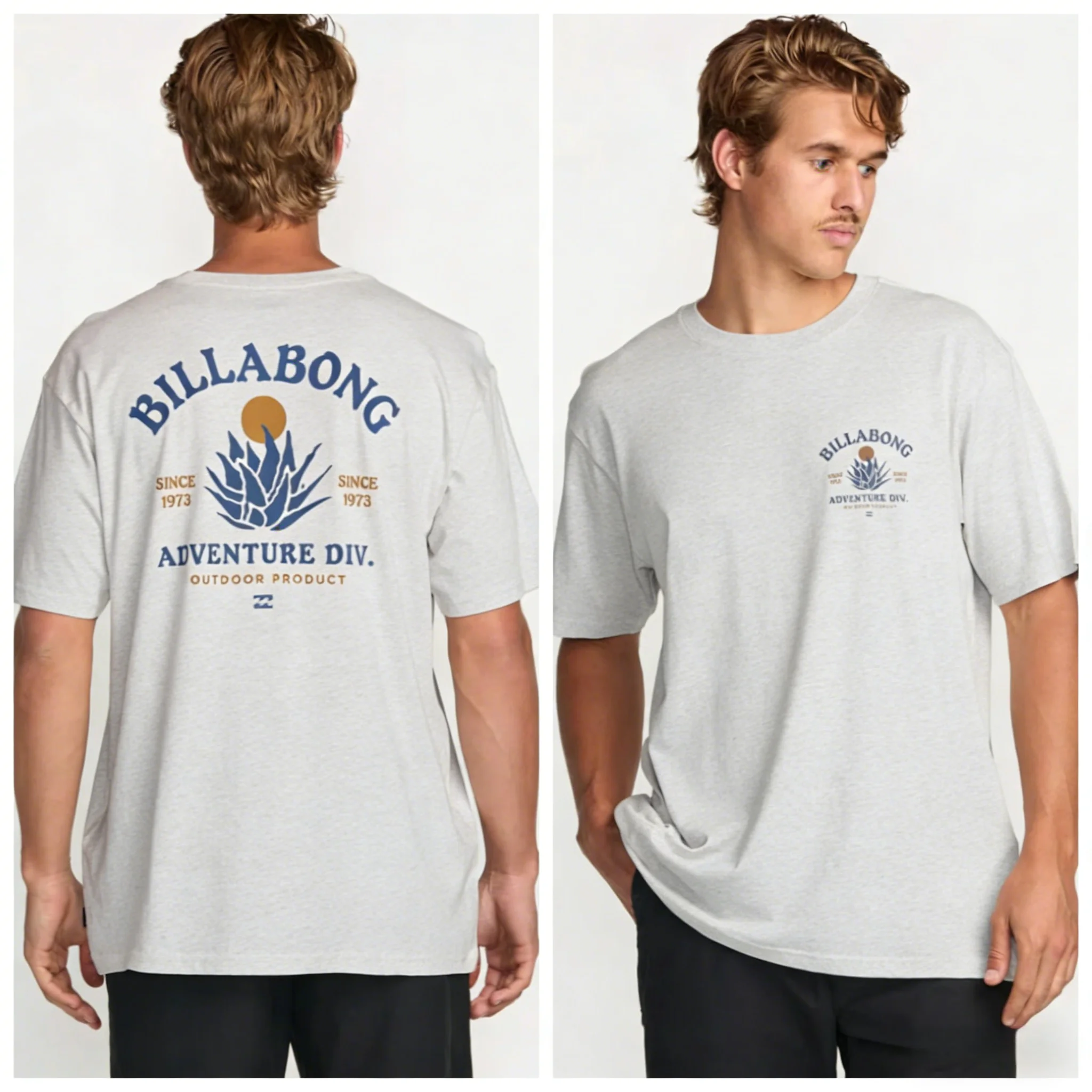 Camiseta Masculina Billabong 2026 Verão Algodão Puro Casual Esportiva Mergulho Pro Y2K Streetwear Manga Curta Moda Tops Oversized